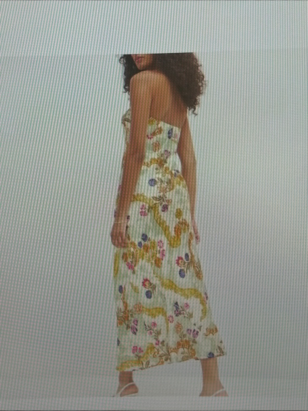 Reformation Cream Multicolor Floral Satin Midi Strapless Slip Dress - Picture 4 of 4